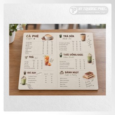 Menu quán cafe