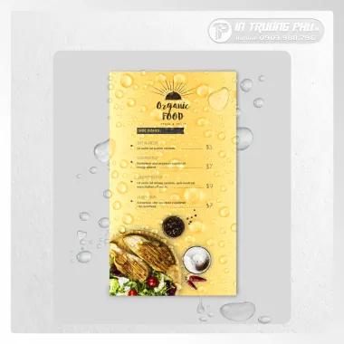 Menu giấy nhựa dạng tờ