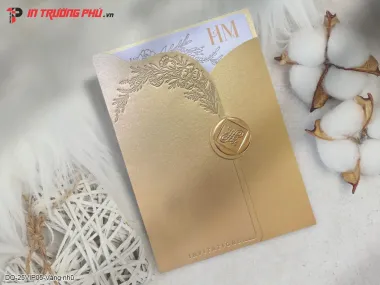 Thiệp Cưới Cao Cấp DQ-25VIP05 Vàng nhũ
