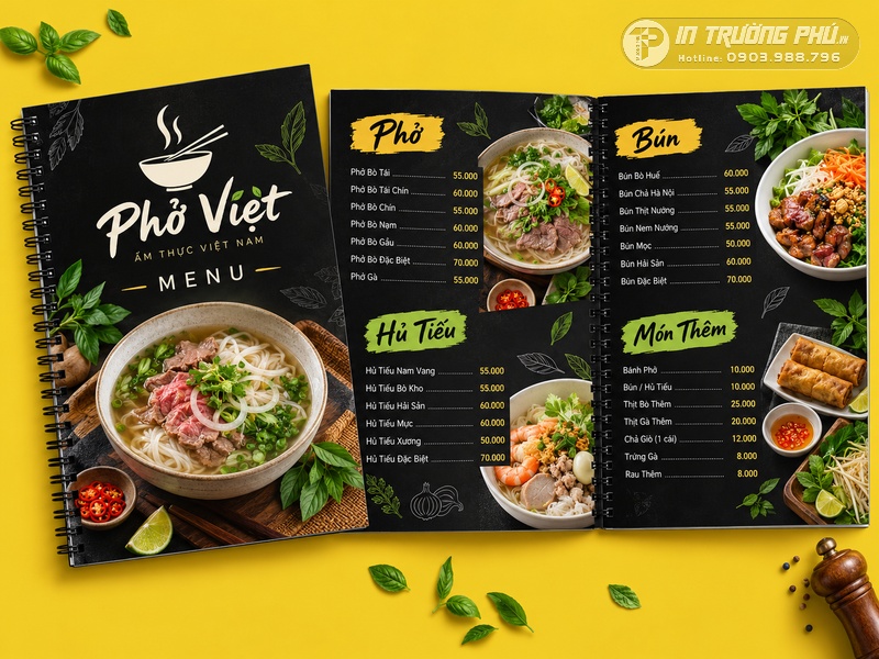 B&igrave;a menu đẹp nh&agrave; h&agrave;ng