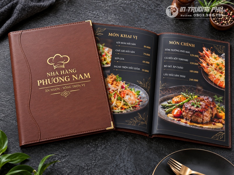 B&igrave;a menu nh&agrave; h&agrave;ng