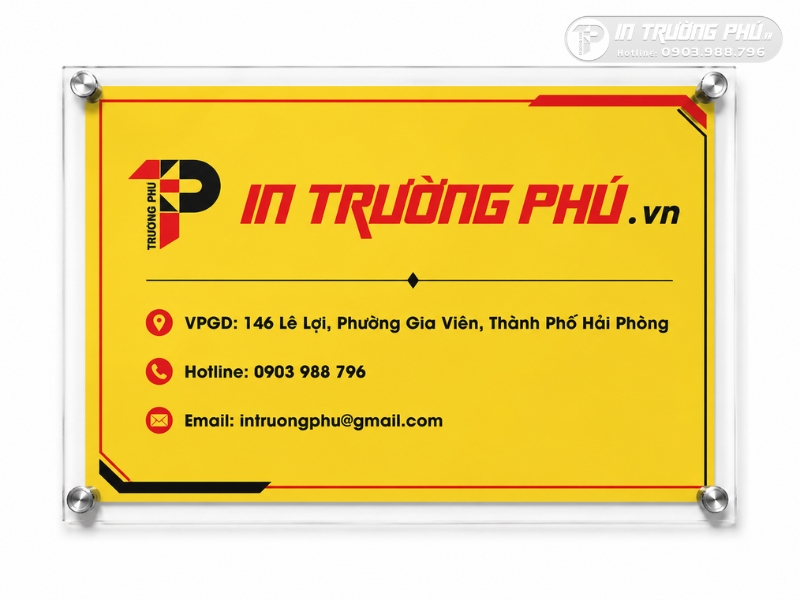 Mẫu biển t&ecirc;n c&ocirc;ng ty in UV tr&ecirc;n mica
