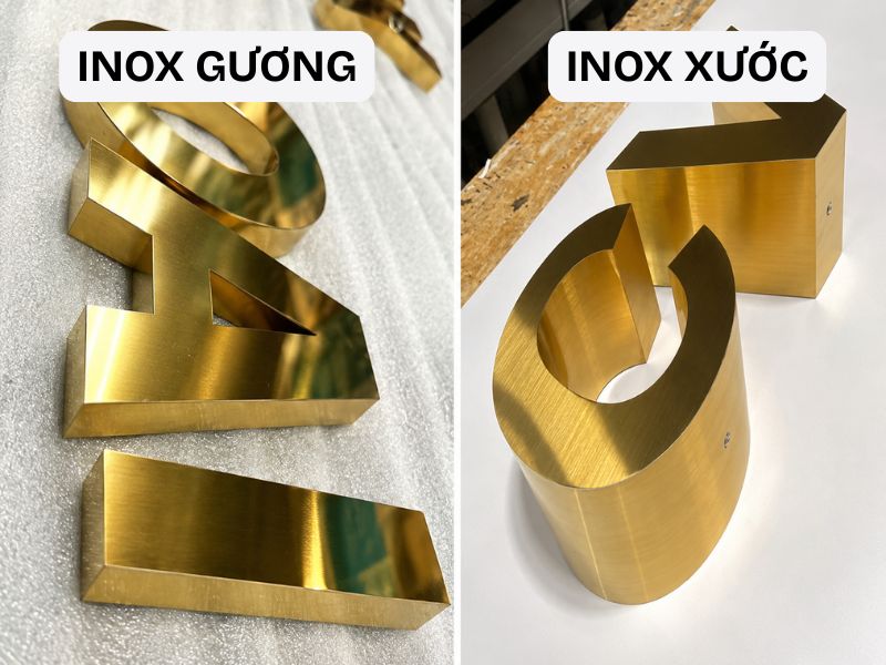 Chữ inox gương v&agrave; inox xước