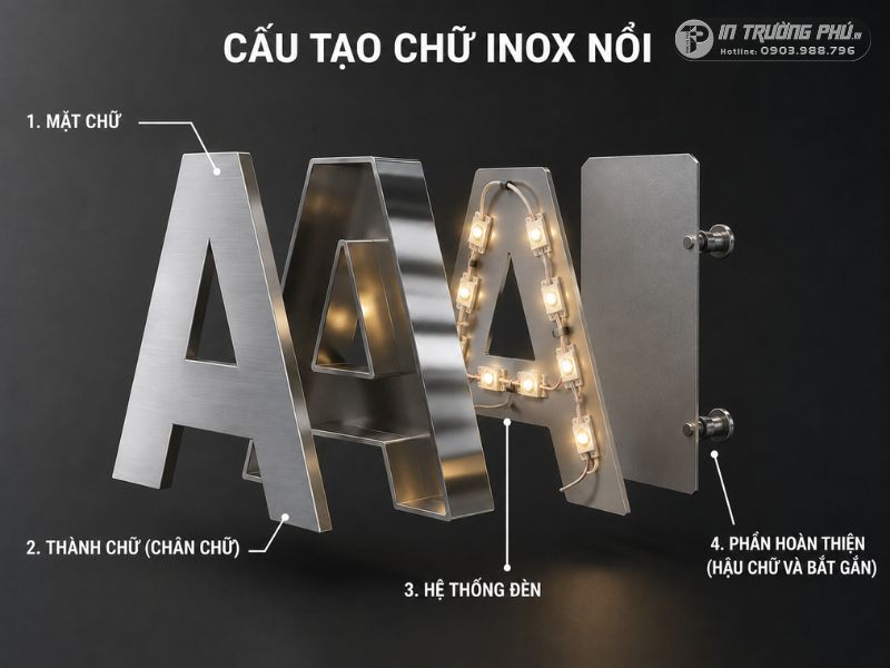 Cấu tạo của chữ inox nổi 