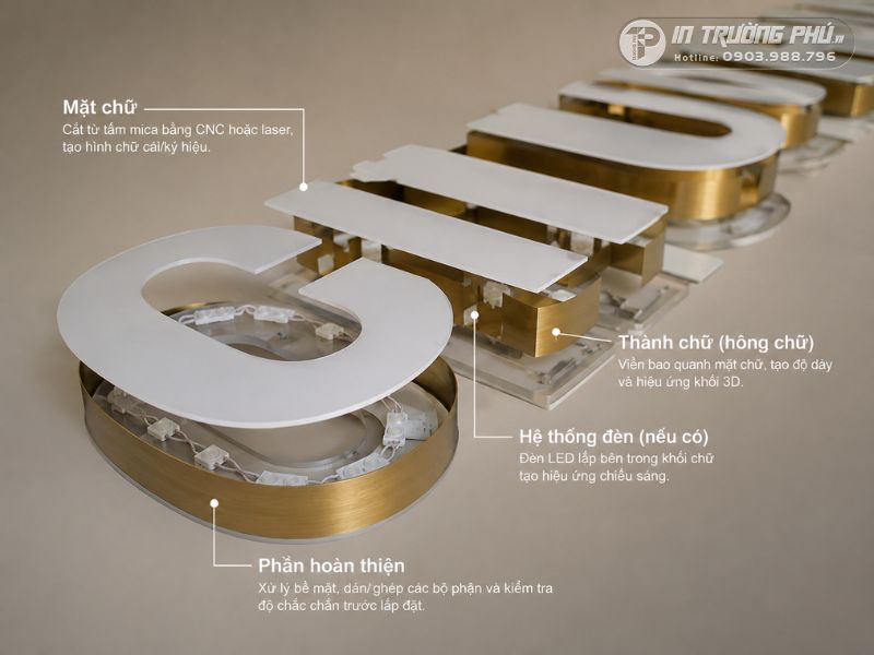 Cấu tạo chữ mica nổi