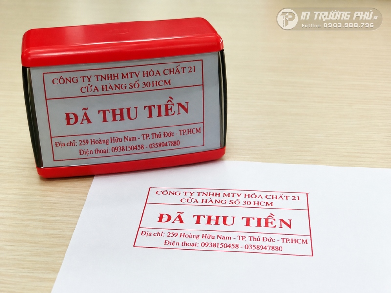 khắc dấu đ&atilde; thu tiền