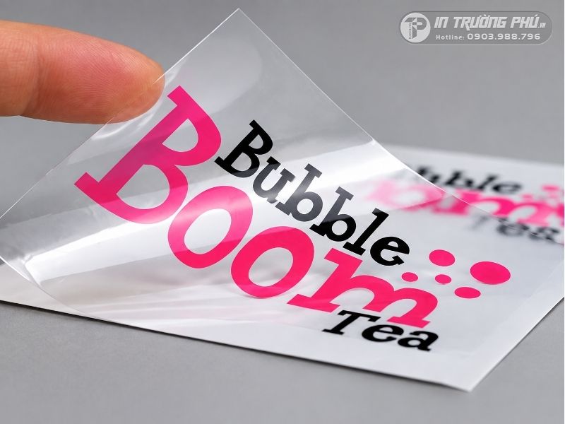 Tem decal nhựa trong suốt tạo hiệu ứng in kh&ocirc;ng viền