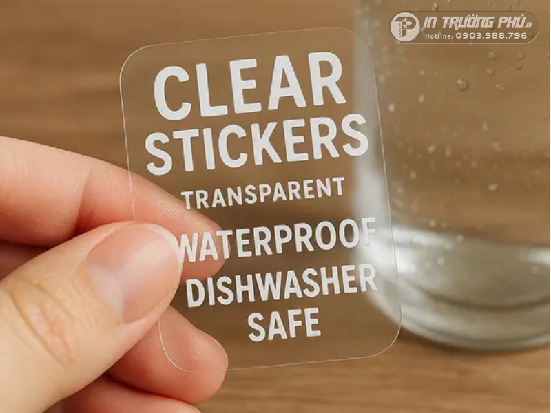 In phủ l&oacute;t mực trắng nổi bật chi tiết tr&ecirc;n m&agrave;ng decal trong