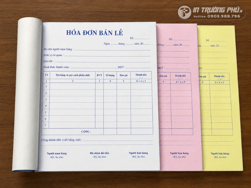 H&oacute;a đơn 3 li&ecirc;n được gia c&ocirc;ng ho&agrave;n thiện theo y&ecirc;u cầu