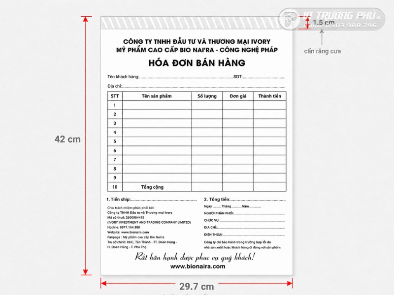 In h&oacute;a đơn 3 li&ecirc;n A3&nbsp;