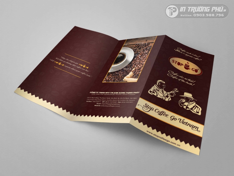 Menu gấp 3 tr&igrave;nh b&agrave;y cafe bắt mắt