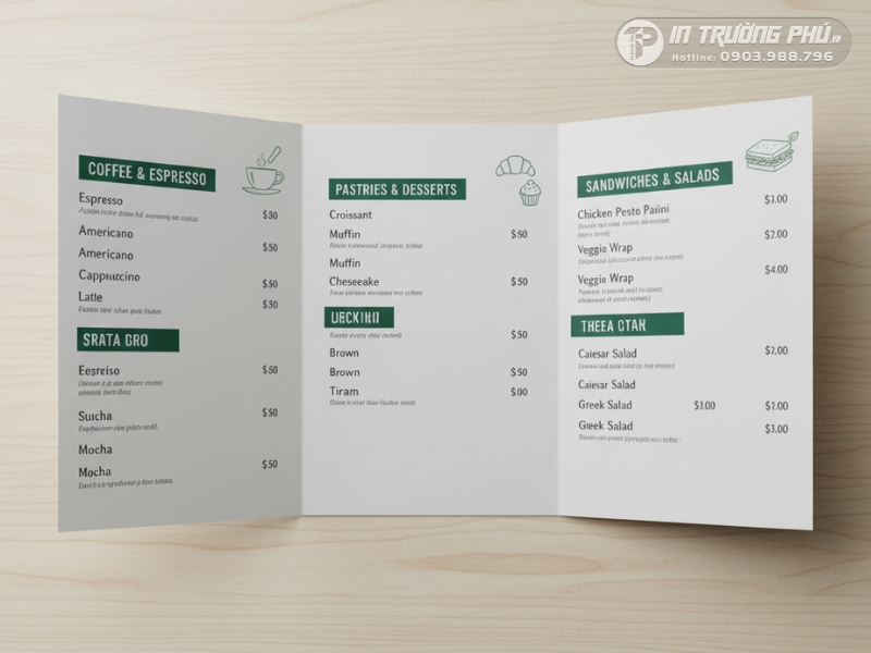 Mẫu quảng c&aacute;o dạng gấp 3 cho qu&aacute;n cafe