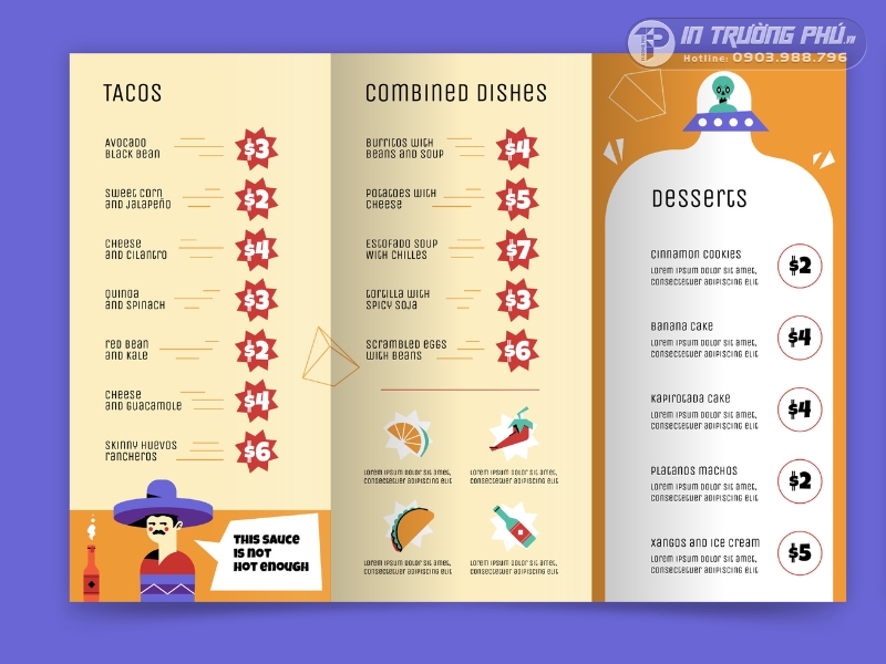 Menu gấp 3 dạng cuốn v&agrave;o