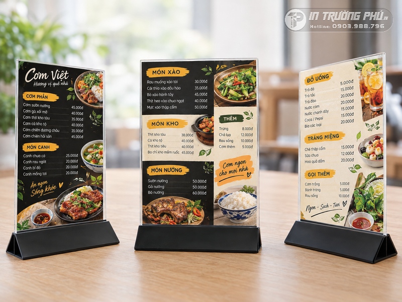 In menu qu&aacute;n ăn
