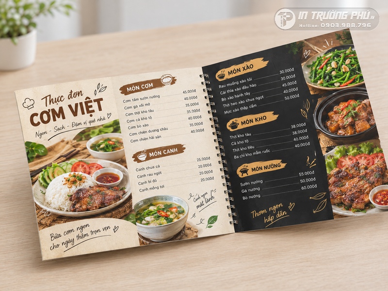 In menu qu&aacute;n ăn