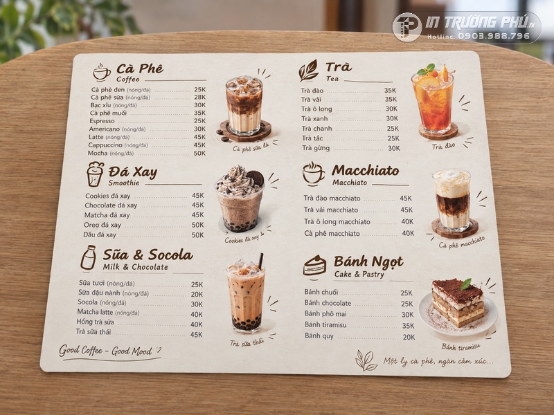 Menu qu&aacute;n cafe đẹp