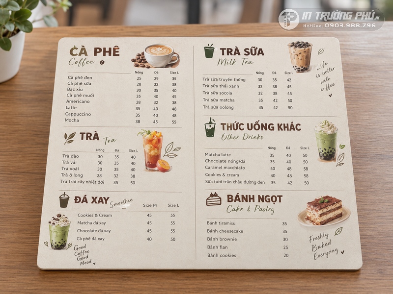 In menu qu&aacute;n c&agrave; ph&ecirc;
