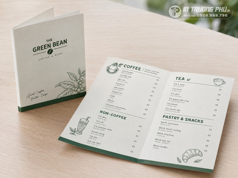 In menu qu&aacute;n cafe