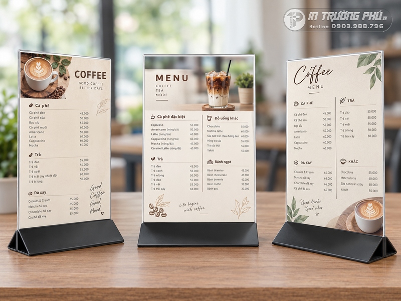 In menu qu&aacute;n cafe đẹp
