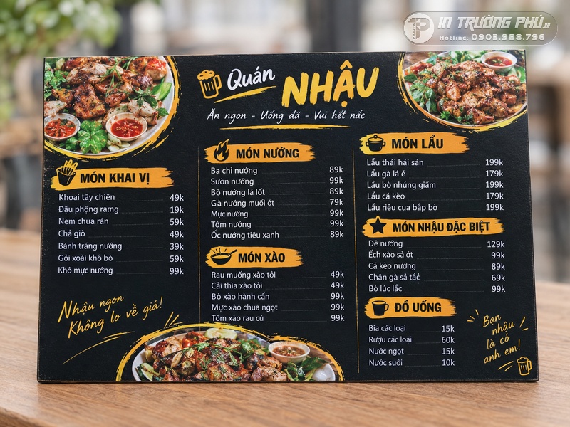 In menu qu&aacute;n nhậu