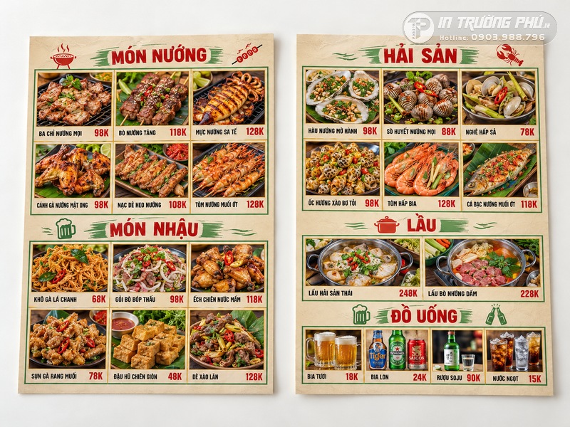 Menu qu&aacute;n nhậu đẹp