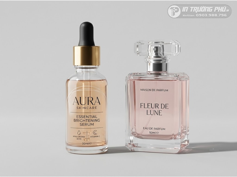 Mẫu tem decal nhựa trong suốt d&aacute;n chai serum