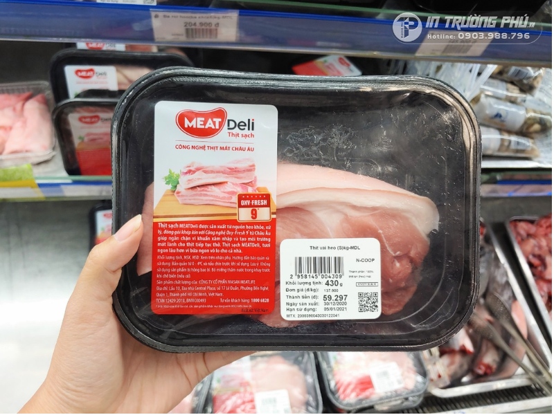 Nh&atilde;n d&aacute;n thực thịt heo đ&ocirc;ng lạnh