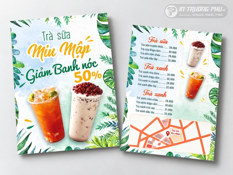 Mẫu tờ rơi khai trương qu&aacute;n tr&agrave; sữa