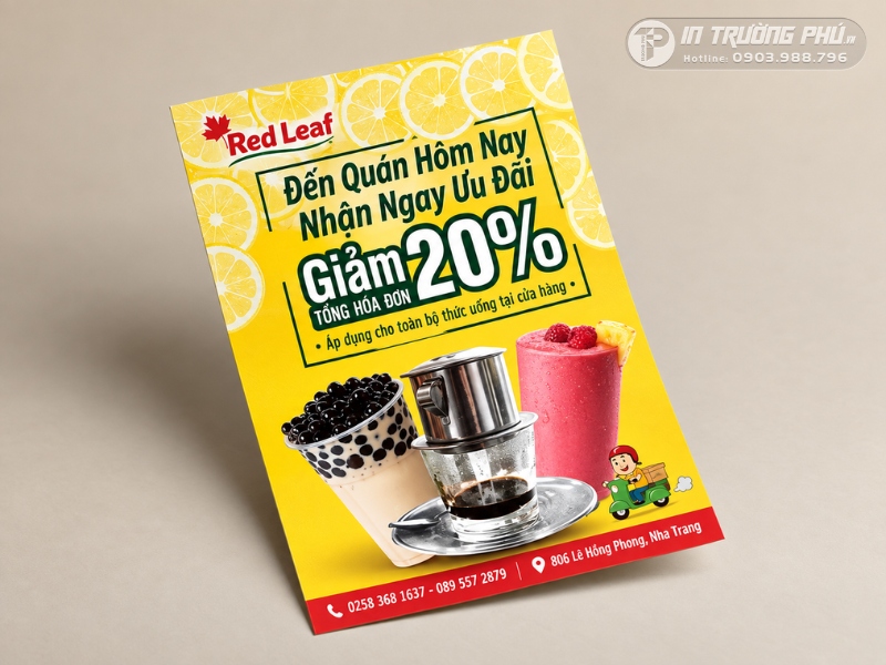 Mẫu tờ rơi khai trương qu&aacute;n tr&agrave; sữa giảm gi&aacute; 20%