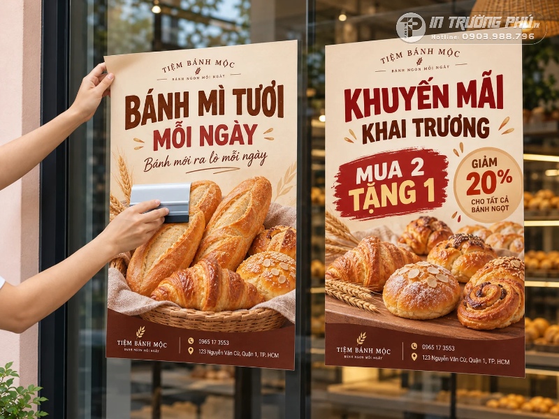 Poster khuyến m&atilde;i tiệm b&aacute;nh m&igrave;