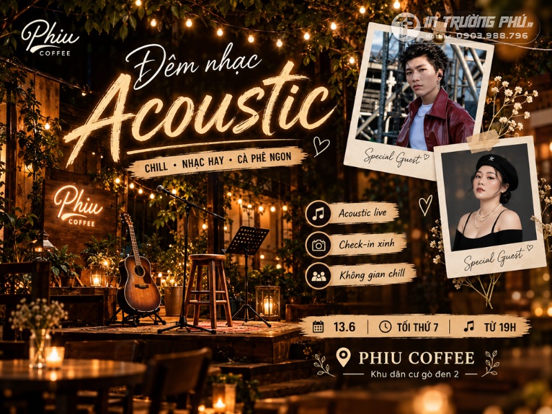 Poster sự kiện đ&ecirc;m nhạc acoustic nhẹ nh&agrave;ng