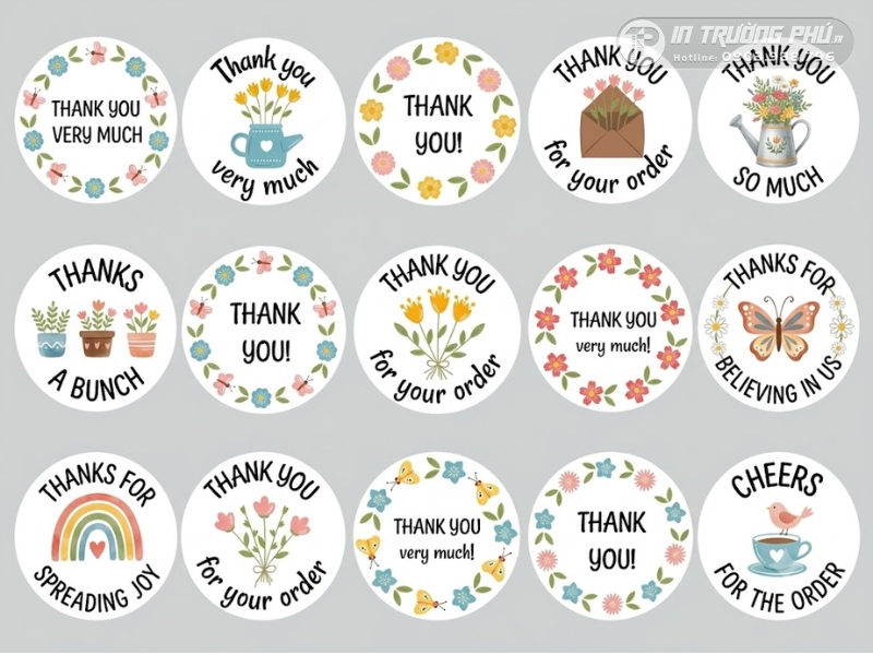 Mẫu tem cảm ơn theo phong c&aacute;ch dễ thương pastel v&agrave; phong c&aacute;ch mộc mạc Vintage Kraft