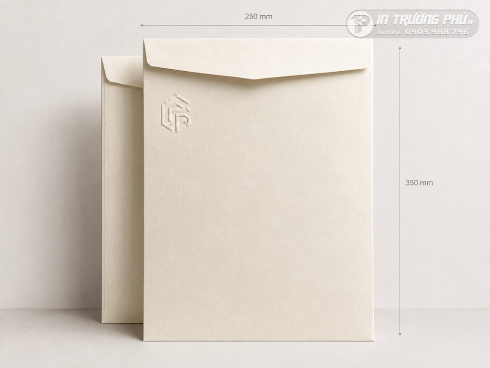 Phong b&igrave; a4 giấy mỹ thuật dập nổi logo sang trọng d&agrave;nh cho kh&aacute;ch h&agrave;ng doanh nghiệp
