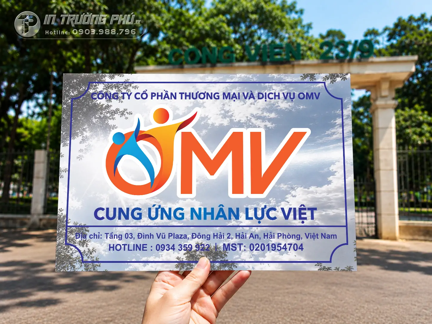 Biển c&ocirc;ng ty - Aluminium gương in UV - Biển trụ sở Alumec gương 