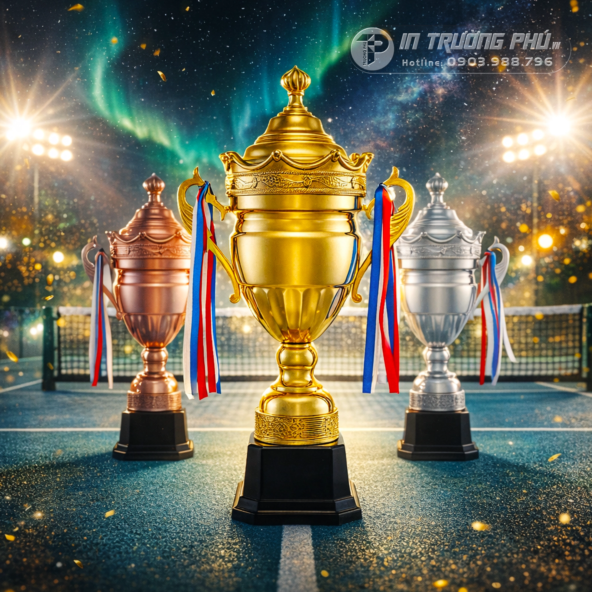 C&uacute;p thể thao - In Trường Ph&uacute; - C&uacute;p Vinh Danh - Qu&agrave; Tặng &Yacute; Nghĩa - Trao Giải Lưu Niệm