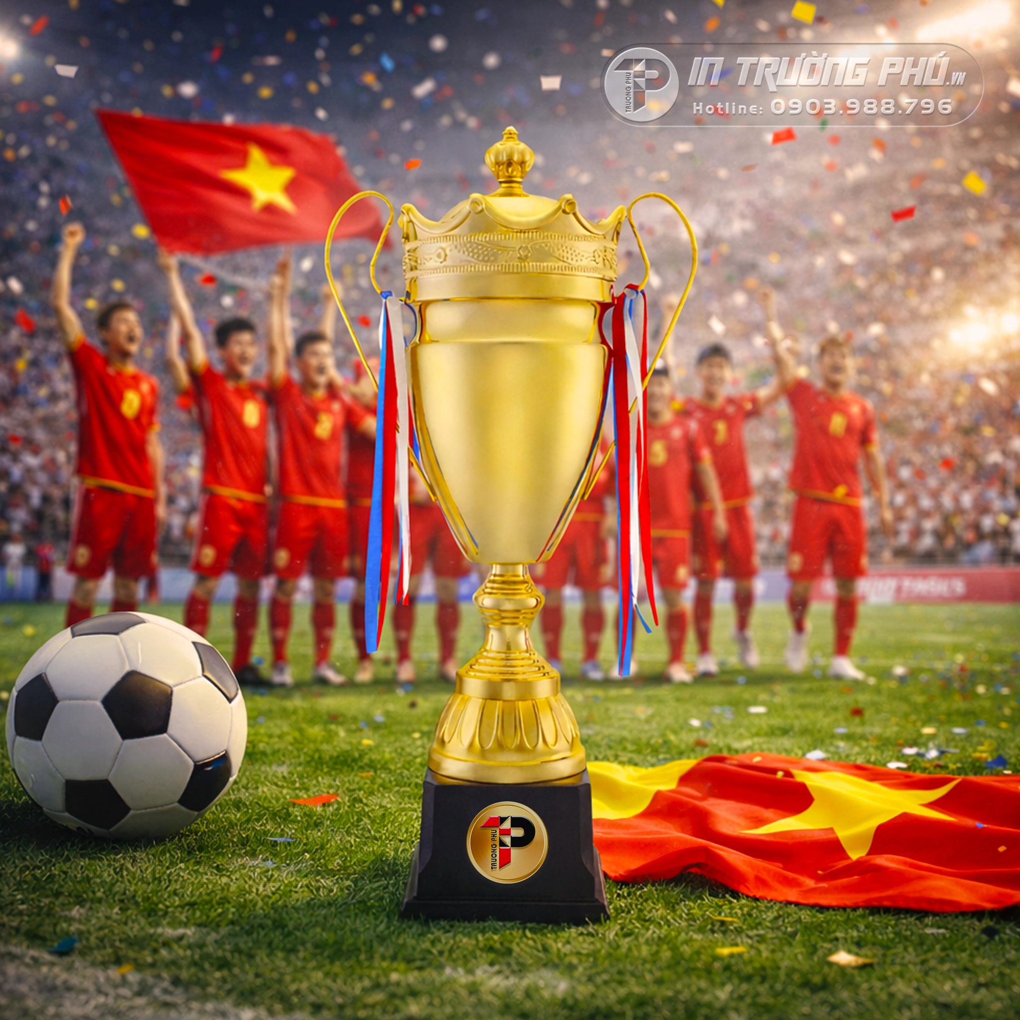 C&uacute;p thể thao - In Trường Ph&uacute; - C&uacute;p Vinh Danh - Qu&agrave; Tặng &Yacute; Nghĩa - Trao Giải Lưu Niệm