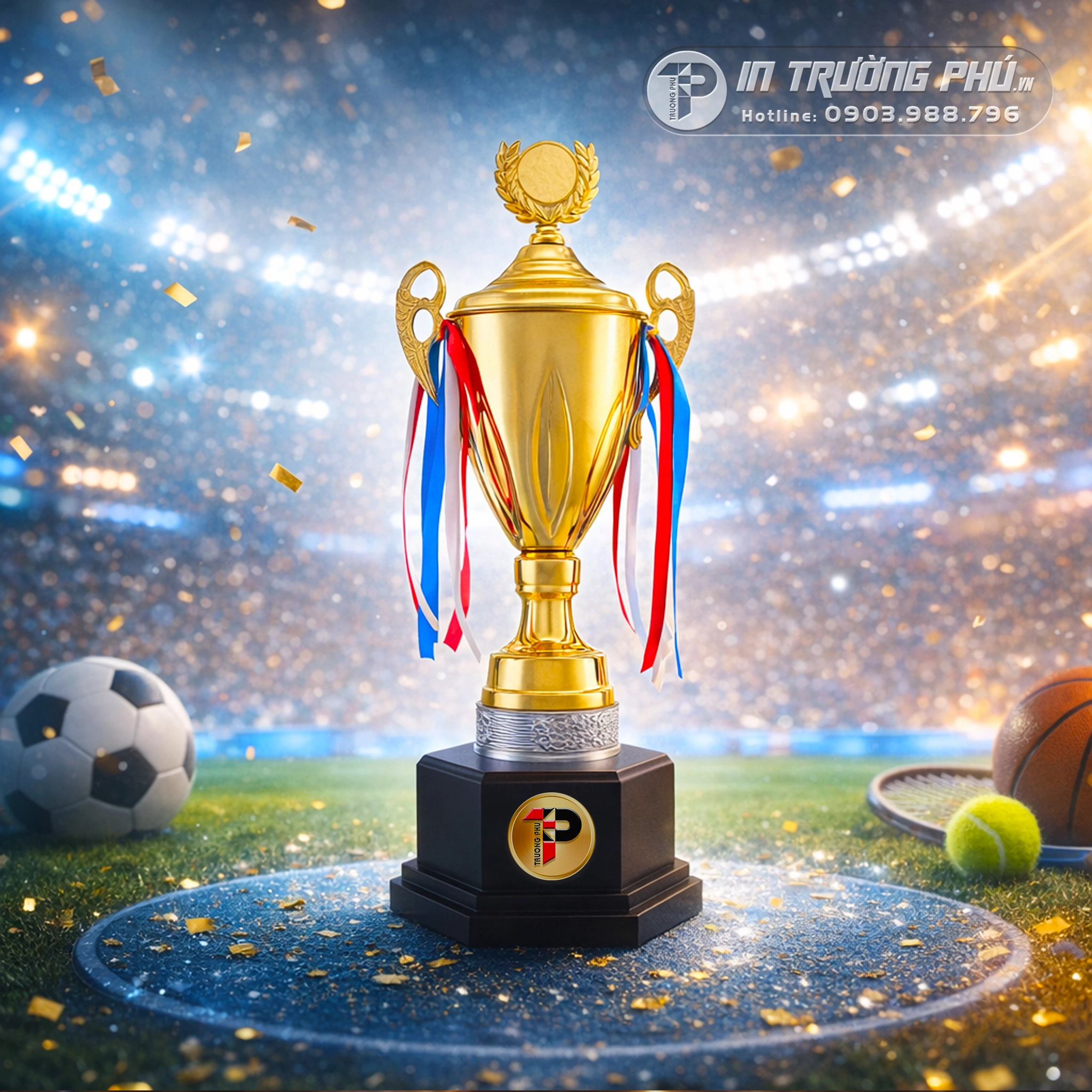C&uacute;p thể thao - In Trường Ph&uacute; - C&uacute;p Vinh Danh - Qu&agrave; Tặng &Yacute; Nghĩa - Trao Giải Lưu Niệm