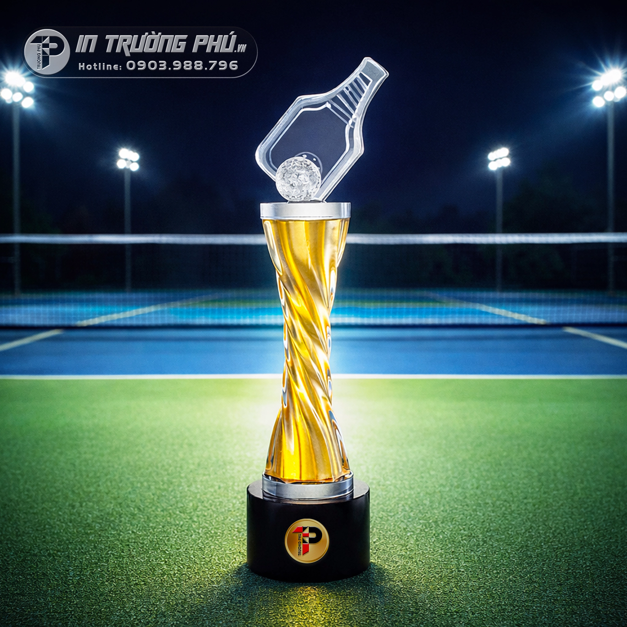 C&uacute;p pickleball - C&uacute;p trao giải vinh danh - In Trường Ph&uacute;