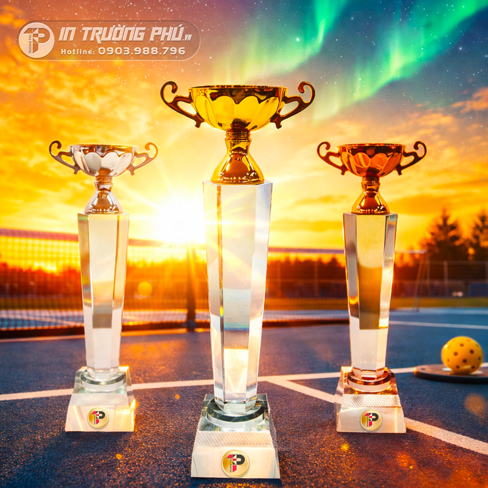 C&uacute;p pickleball - C&uacute;p trao giải vinh danh - In Trường Ph&uacute;