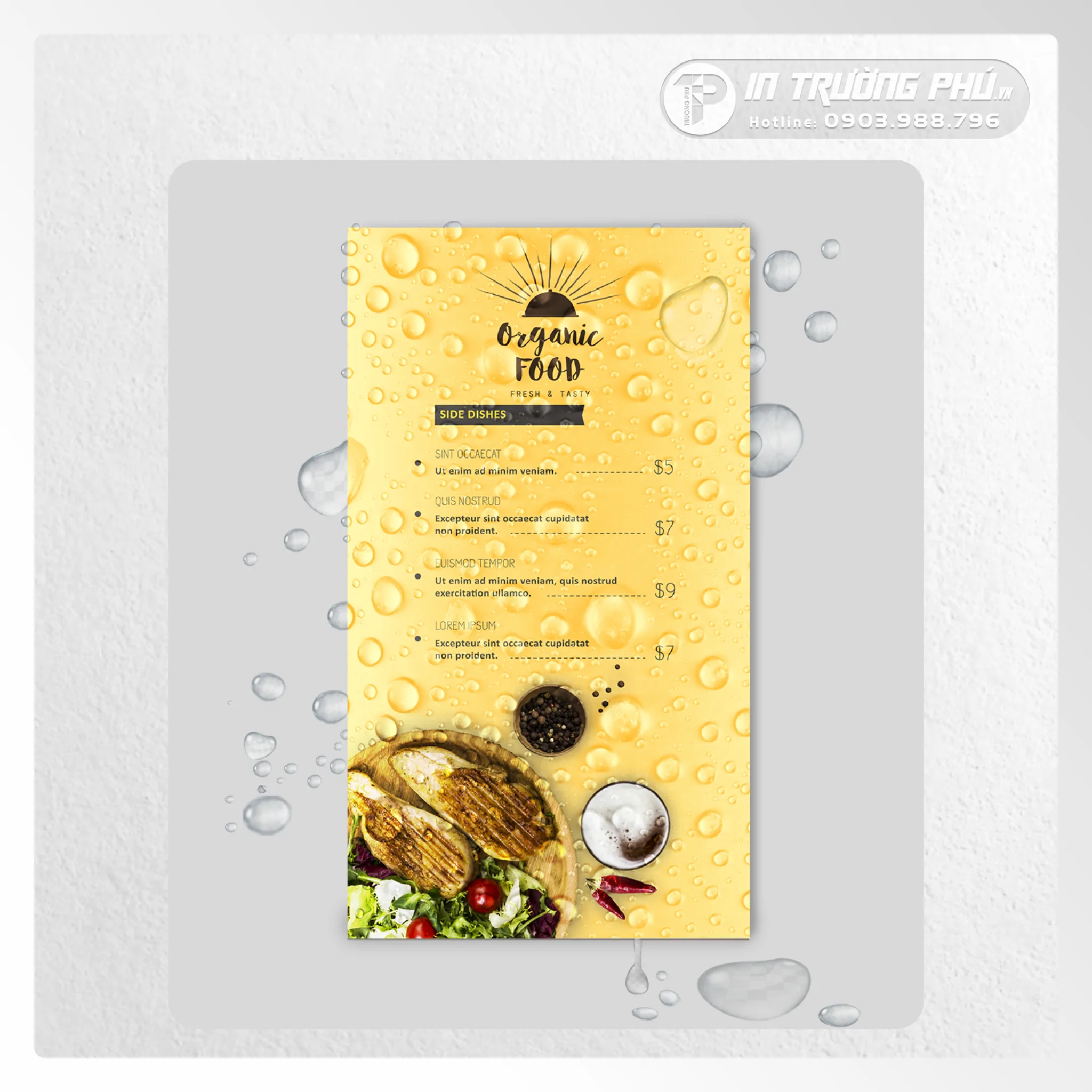 Menu giấy nhựa  dạng tờ